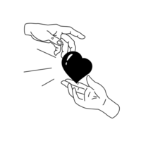 Illu Stiftung Sozialwerk Eine Hand übergibt einer anderen Hand ein Herz.