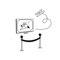 Illu Museum Ein abstraktes Kunstwerk hinter einer Absperrung. Ein Besucherticket.