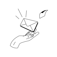 Illu Kontakt 2 Eine Hand nimmt einen Briefumschlag entgegen.